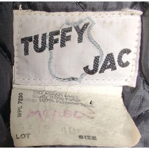 VTG Tuffy Jac Fire Fighter Department Bomber Jacket Mens Size 40L / M Black READ - Picture 11 of 16